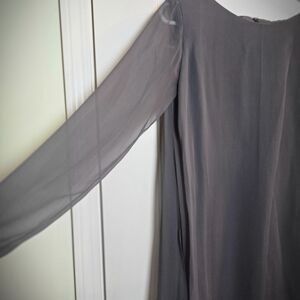 Chic Pilar Rossi Long Sleeve Gray Dress With Sheer Panels